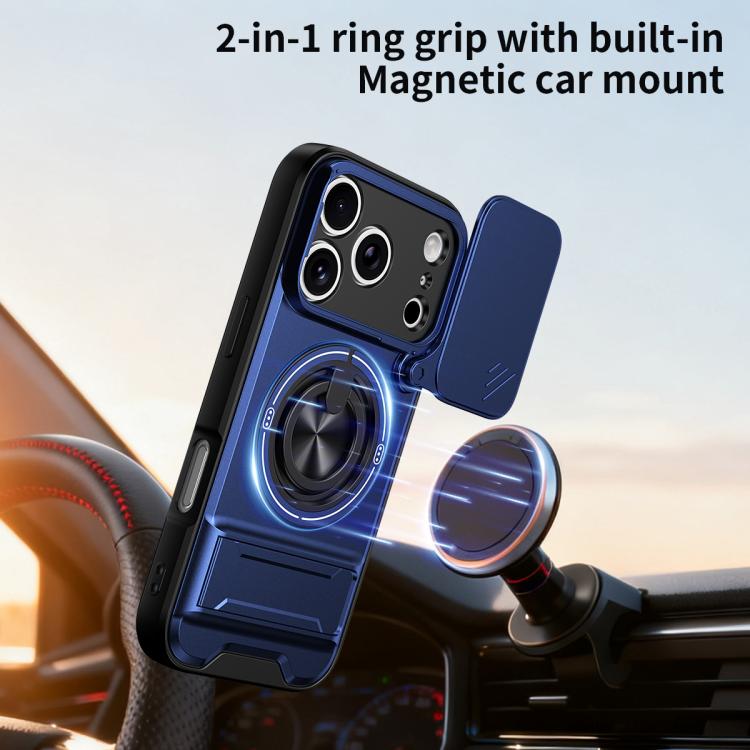 Custodia per telefono multifunzionale magnetica antiurto con finestra scorrevole per obiettivo., For iPhone 18 Pro, For iPhone 18 Pro Max, For iPhone 17e / 16e, For iPhone 17 Pro Max