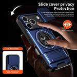 Custodia per telefono multifunzionale magnetica antiurto con finestra scorrevole per obiettivo., For iPhone 18 Pro, For iPhone 18 Pro Max, For iPhone 17e / 16e, For iPhone 17 Pro Max