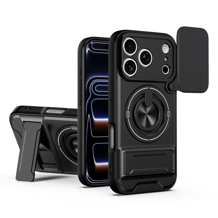 Custodia per telefono multifunzionale magnetica antiurto con finestra scorrevole per obiettivo., For iPhone 18 Pro, For iPhone 18 Pro Max, For iPhone 17e / 16e, For iPhone 17 Pro Max