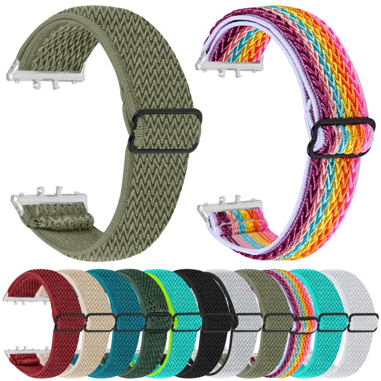 Cinturino per orologio in nylon intrecciato elastico con motivo a onde e connettore argentato., For Honor Watch X5