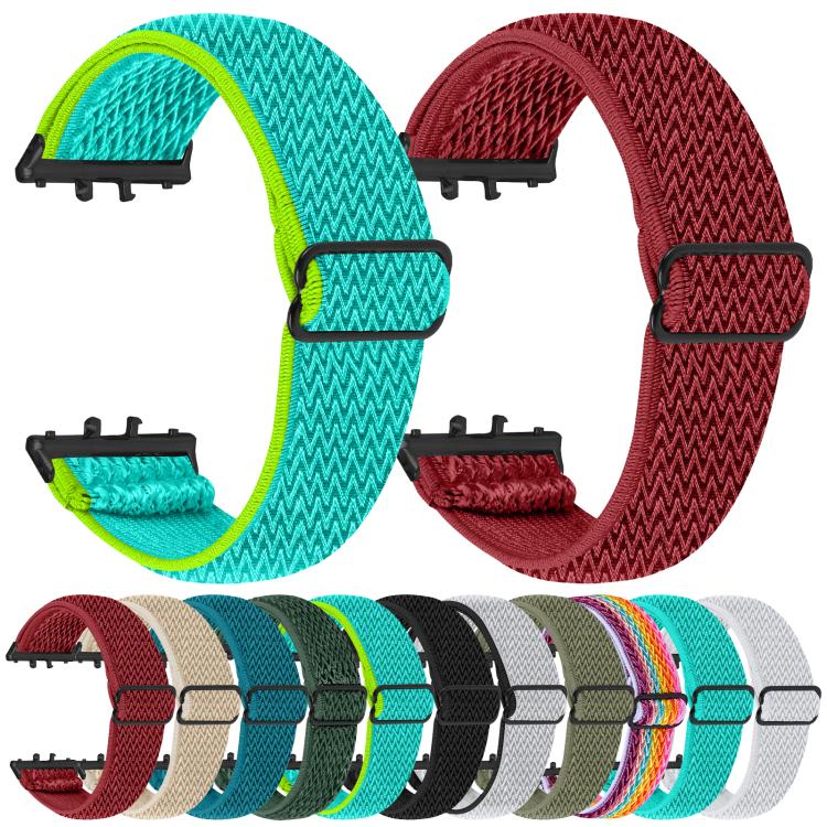 Cinturino per orologio in nylon elastico intrecciato con motivo a onde e connettore nero., For Honor Watch X5
