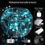 RGB USB LED Filo di rame Stringa luminosa Decorazione natalizia Stringa luminosa Controllo APP mobile Bluetooth, 2m 20 LED, 5m 50 LED, 10m 100 LED, 12m 120 LED, 15m 150 LED, 20m 200 LED