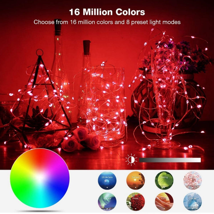RGB USB LED Filo di rame Stringa luminosa Decorazione natalizia Stringa luminosa Controllo APP mobile Bluetooth, 2m 20 LED, 5m 50 LED, 10m 100 LED, 12m 120 LED, 15m 150 LED, 20m 200 LED