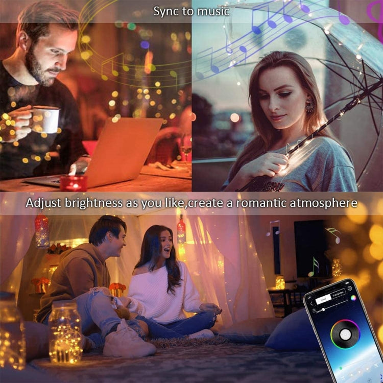 RGB USB LED Filo di rame Stringa luminosa Decorazione natalizia Stringa luminosa Controllo APP mobile Bluetooth, 2m 20 LED, 5m 50 LED, 10m 100 LED, 12m 120 LED, 15m 150 LED, 20m 200 LED