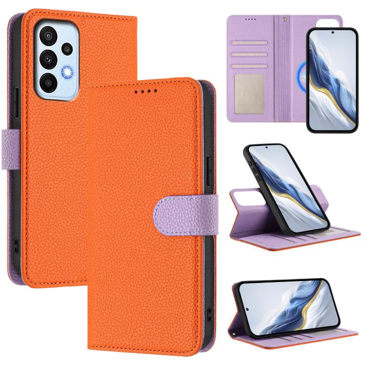 Custodia per telefono magnetica in ecopelle con texture litchi, rimovibile., For Samsung Galaxy A05s, For Samsung Galaxy A24 5G / 4G, For Samsung Galaxy A23 5G / 4G, For Samsung Galaxy A14 5G / 4G