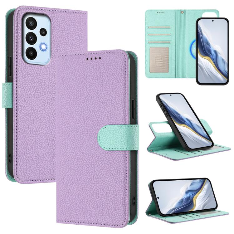 Custodia per telefono magnetica in ecopelle con texture litchi, rimovibile., For Samsung Galaxy A05s, For Samsung Galaxy A24 5G / 4G, For Samsung Galaxy A23 5G / 4G, For Samsung Galaxy A14 5G / 4G