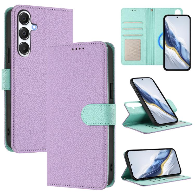 Custodia per telefono magnetica in ecopelle con texture litchi, rimovibile., For Samsung Galaxy A15 5G / 4G, For Samsung Galaxy A55 5G, For Samsung Galaxy A35 5G, For Samsung Galaxy A05