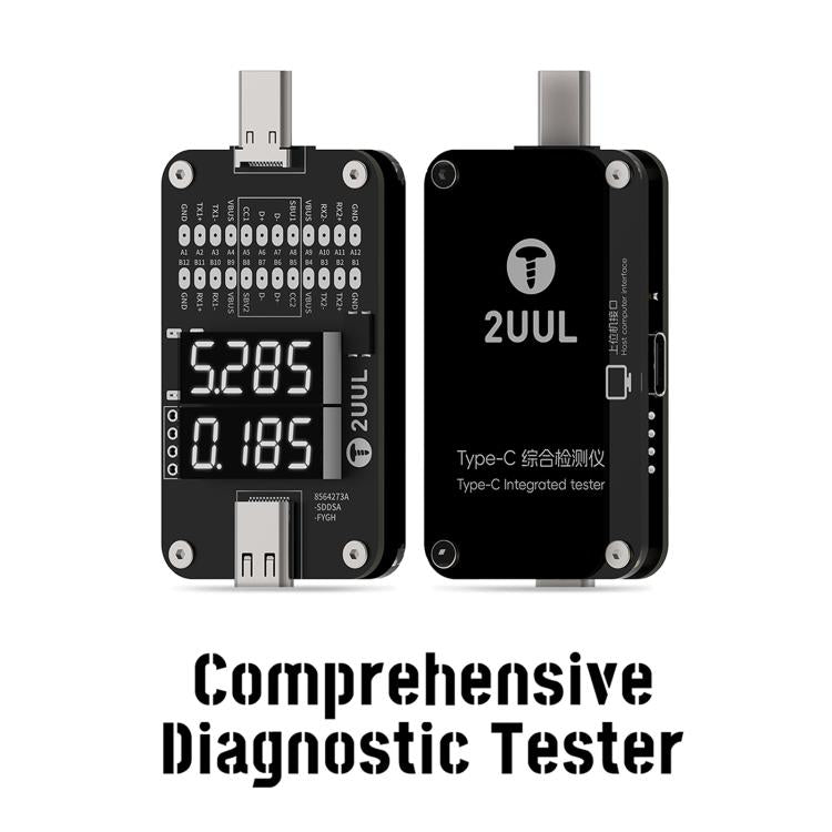 2UUL PW32 Tester diagnostico completo per porte Type-C con rilevamento della carica in tempo reale, 2UUL PW32
