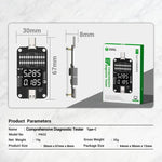 2UUL PW32 Tester diagnostico completo per porte Type-C con rilevamento della carica in tempo reale, 2UUL PW32