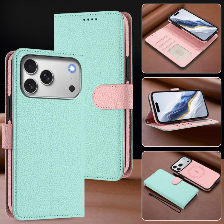 Custodia per telefono in ecopelle vegana con texture litchi rimovibile e chiusura magnetica laterale., For iPhone 17 Pro Max, For iPhone 17 Pro, For iPhone 17, For iPhone Air