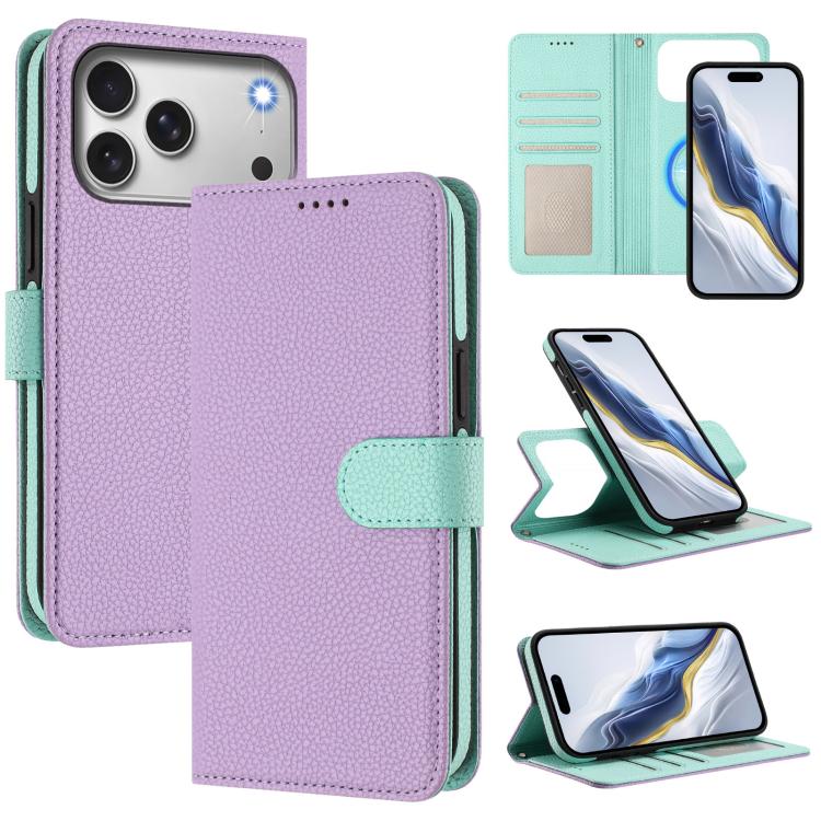 Custodia per telefono in ecopelle vegana con texture litchi rimovibile e chiusura magnetica laterale., For iPhone 17 Pro Max, For iPhone 17 Pro, For iPhone 17, For iPhone Air