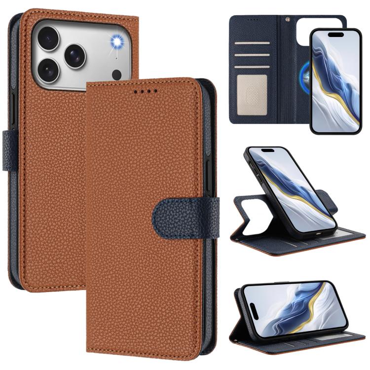 Custodia per telefono in ecopelle vegana con texture litchi rimovibile e chiusura magnetica laterale., For iPhone 17 Pro Max, For iPhone 17 Pro, For iPhone 17, For iPhone Air
