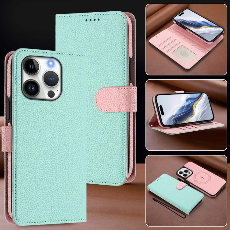 Custodia per telefono in ecopelle vegana con texture litchi rimovibile e chiusura magnetica laterale., For iPhone 16 Pro Max, For iPhone 16 Pro, For iPhone 16 Plus, For iPhone 16