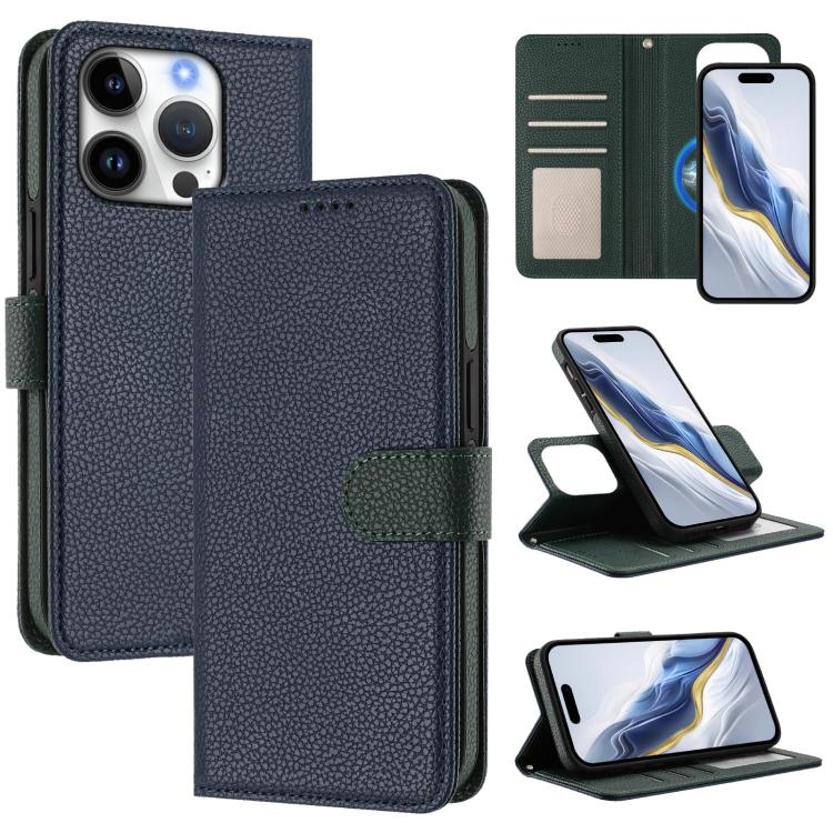 Custodia per telefono in ecopelle vegana con texture litchi rimovibile e chiusura magnetica laterale., For iPhone 16 Pro Max, For iPhone 16 Pro, For iPhone 16 Plus, For iPhone 16