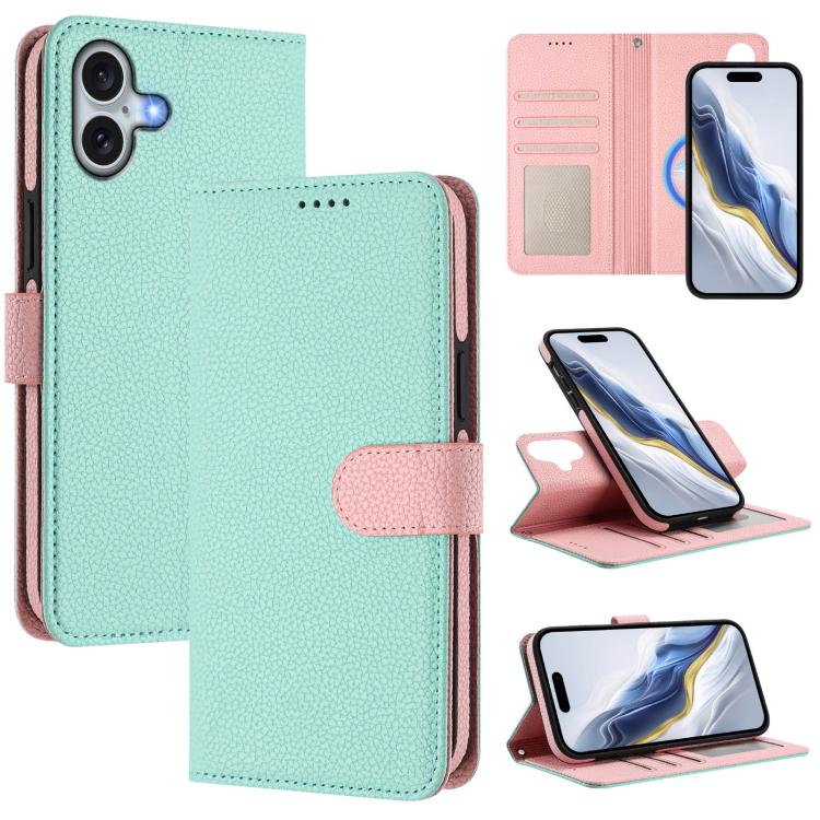 Custodia per telefono in ecopelle vegana con texture litchi rimovibile e chiusura magnetica laterale., For iPhone 16 Pro Max, For iPhone 16 Pro, For iPhone 16 Plus, For iPhone 16
