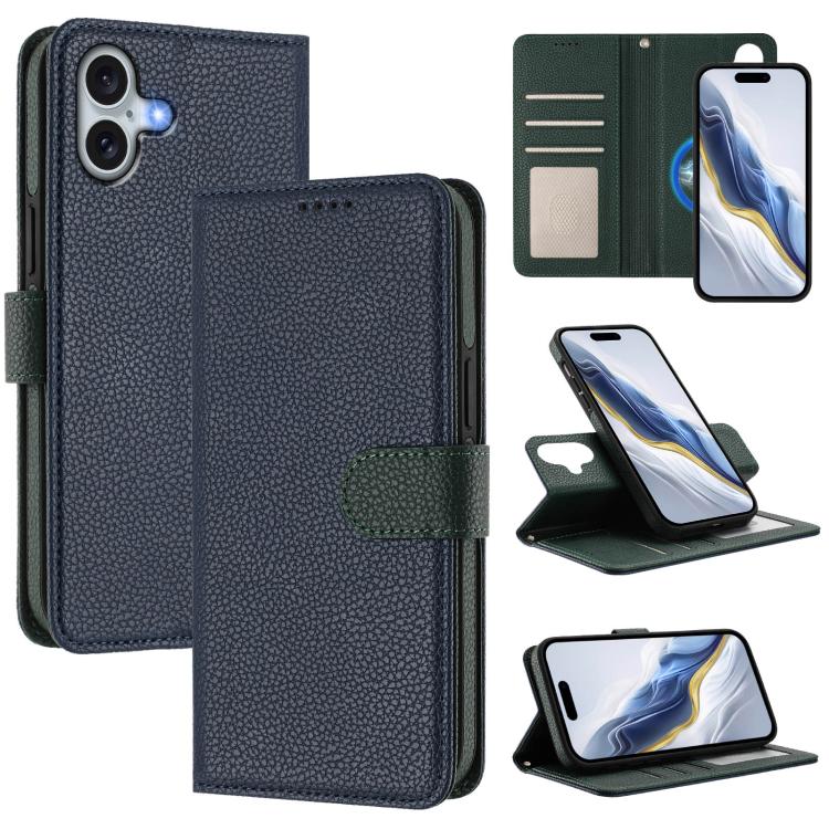 Custodia per telefono in ecopelle vegana con texture litchi rimovibile e chiusura magnetica laterale., For iPhone 16 Pro Max, For iPhone 16 Pro, For iPhone 16 Plus, For iPhone 16