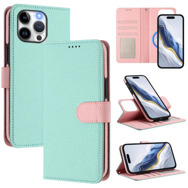 Custodia per telefono in ecopelle vegana con texture litchi rimovibile e chiusura magnetica laterale., For iPhone 15 Pro Max, For iPhone 15 Pro, For iPhone 15 Plus, For iPhone 15