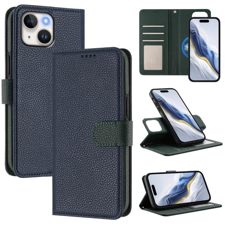 Custodia per telefono in ecopelle vegana con texture litchi rimovibile e chiusura magnetica laterale., For iPhone 15 Pro Max, For iPhone 15 Pro, For iPhone 15 Plus, For iPhone 15