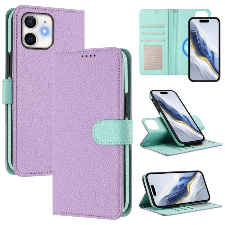 Custodia per telefono in ecopelle vegana con texture litchi rimovibile e chiusura magnetica laterale., For iPhone 13 Pro Max, For iPhone 13 Pro, For iPhone 13, For iPhone 12 / 12 Pro