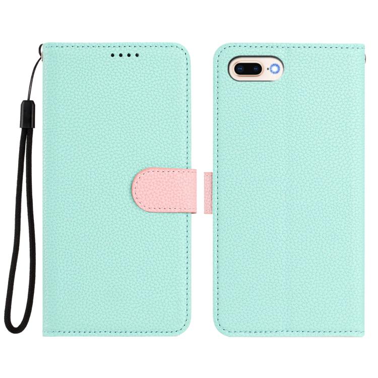 Custodia per telefono in ecopelle vegana con texture litchi rimovibile e chiusura magnetica laterale., For iPhone 8 Plus / 7 Plus
