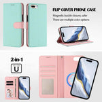 Custodia per telefono in ecopelle vegana con texture litchi rimovibile e chiusura magnetica laterale., For iPhone 8 Plus / 7 Plus
