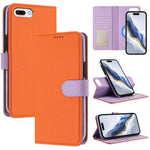 Custodia per telefono in ecopelle vegana con texture litchi rimovibile e chiusura magnetica laterale., For iPhone 8 Plus / 7 Plus