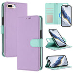 Custodia per telefono in ecopelle vegana con texture litchi rimovibile e chiusura magnetica laterale., For iPhone 8 Plus / 7 Plus