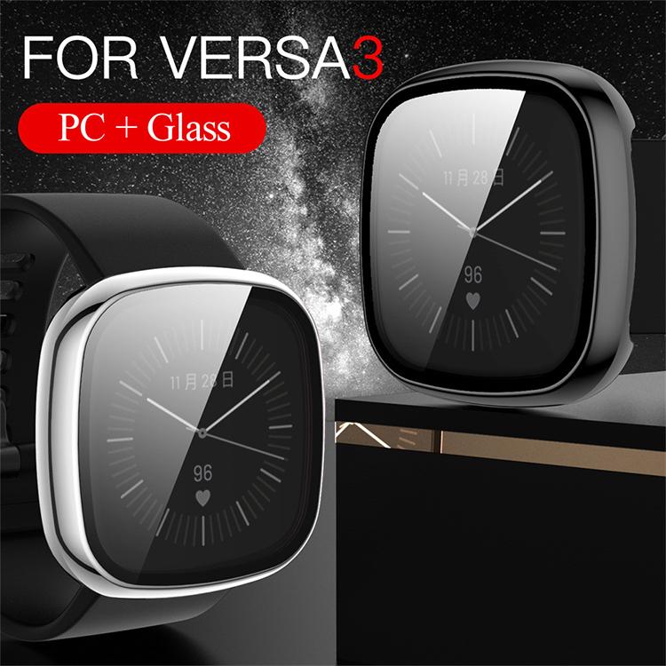 Custodia protettiva per orologio xDfind con pellicola temperata integrata nel PC., For Fitbit Versa 4, For Fitbit Versa 3