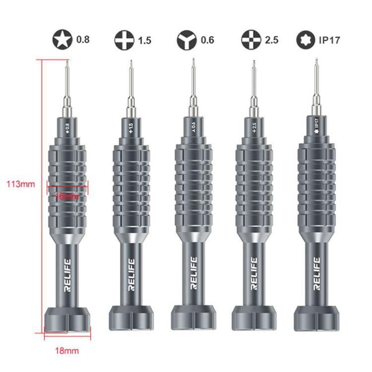 RELIFE RL-730A Set di cacciaviti 5 in 1 in lega di alluminio Steel Cannon King Classic Series, 5 in 1 Set