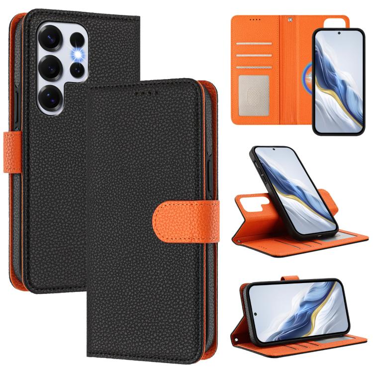Custodia per telefono in ecopelle vegana con texture litchi rimovibile e chiusura magnetica laterale., For Samsung Galaxy S25 5G, For Samsung Galaxy S25+ 5G, For Samsung Galaxy S25 Ultra 5G, For Samsung Galaxy S24 FE 5G