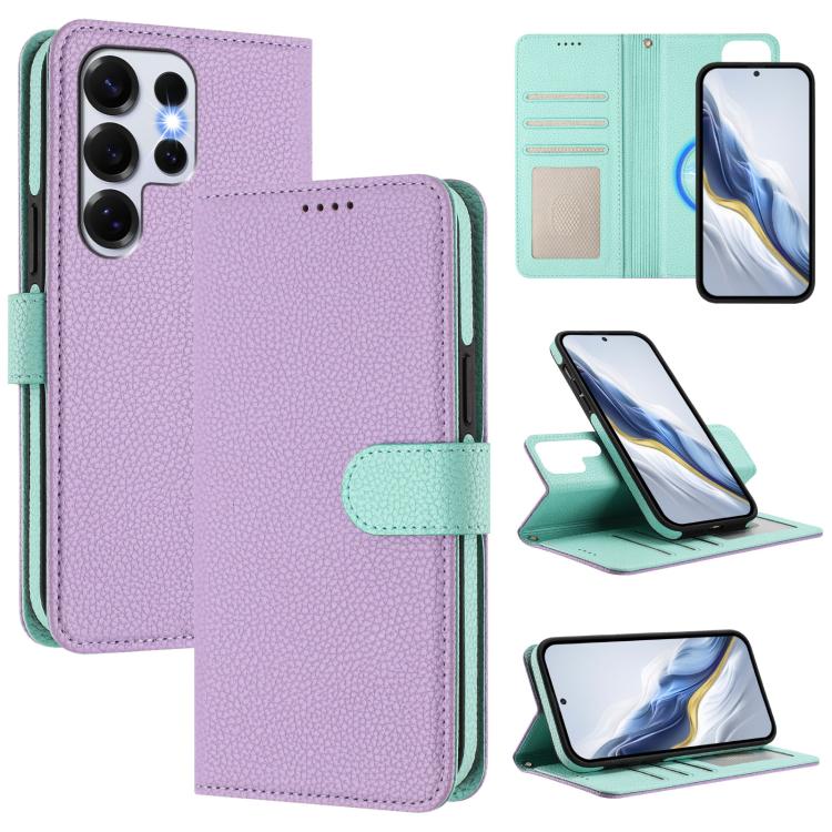 Custodia per telefono in ecopelle vegana con texture litchi rimovibile e chiusura magnetica laterale., For Samsung Galaxy S25 5G, For Samsung Galaxy S25+ 5G, For Samsung Galaxy S25 Ultra 5G, For Samsung Galaxy S24 FE 5G