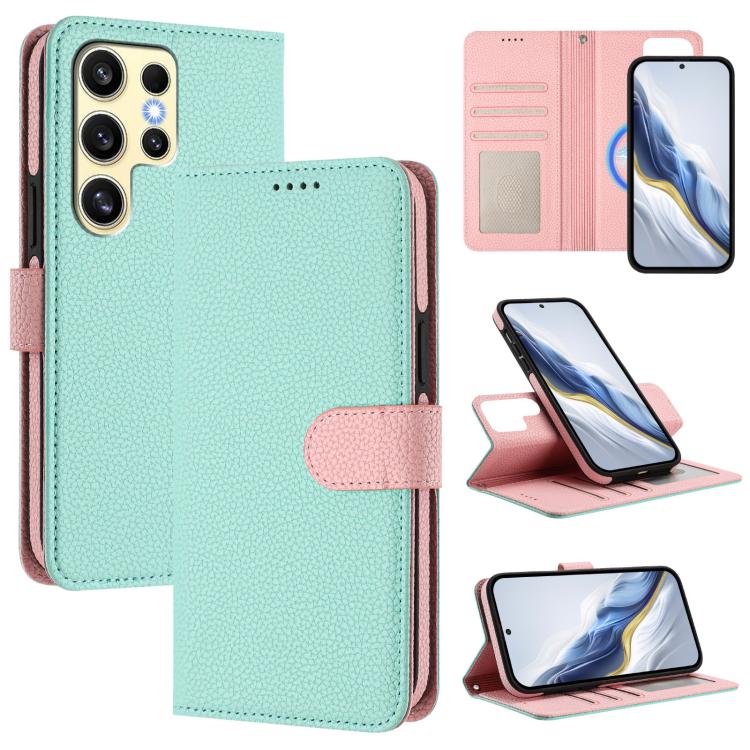 Custodia per telefono in ecopelle vegana con texture litchi rimovibile e chiusura magnetica laterale., For Samsung Galaxy S24 Ultra 5G, For Samsung Galaxy S24+ 5G, For Samsung Galaxy S24 5G, For Samsung Galaxy S23 FE 5G