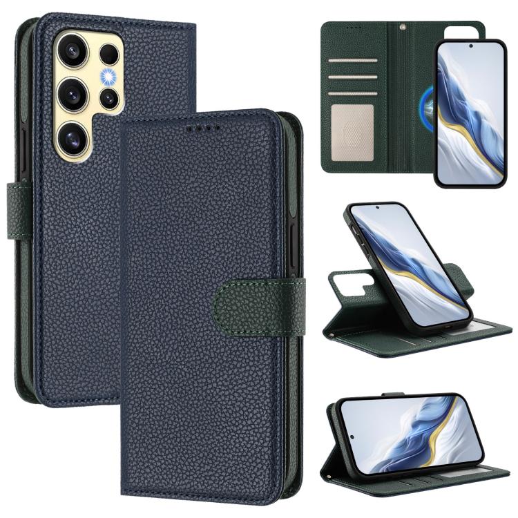 Custodia per telefono in ecopelle vegana con texture litchi rimovibile e chiusura magnetica laterale., For Samsung Galaxy S24 Ultra 5G, For Samsung Galaxy S24+ 5G, For Samsung Galaxy S24 5G, For Samsung Galaxy S23 FE 5G
