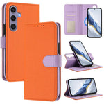 Custodia per telefono in ecopelle vegana con texture litchi rimovibile e chiusura magnetica laterale., For Samsung Galaxy S25 5G, For Samsung Galaxy S25+ 5G, For Samsung Galaxy S25 Ultra 5G, For Samsung Galaxy S24 FE 5G