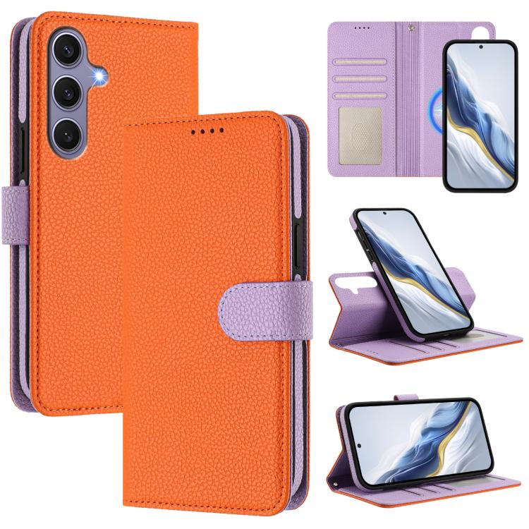 Custodia per telefono in ecopelle vegana con texture litchi rimovibile e chiusura magnetica laterale., For Samsung Galaxy S24 Ultra 5G, For Samsung Galaxy S24+ 5G, For Samsung Galaxy S24 5G, For Samsung Galaxy S23 FE 5G
