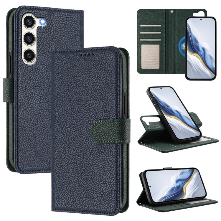 Custodia per telefono in ecopelle vegana con texture litchi rimovibile e chiusura magnetica laterale., For Samsung Galaxy S23 Ultra 5G, For Samsung Galaxy S23+ 5G, For Samsung Galaxy S23 5G, For Samsung Galaxy S22 Ultra 5G