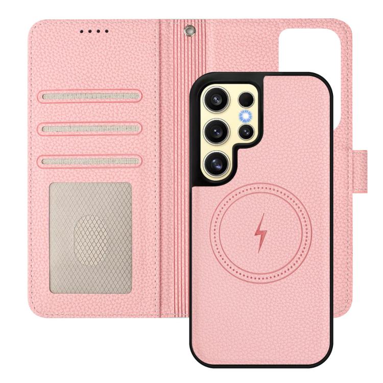 Custodia per telefono in ecopelle vegana con texture litchi rimovibile e chiusura magnetica laterale., For Samsung Galaxy S23 Ultra 5G, For Samsung Galaxy S23+ 5G, For Samsung Galaxy S23 5G, For Samsung Galaxy S22 Ultra 5G