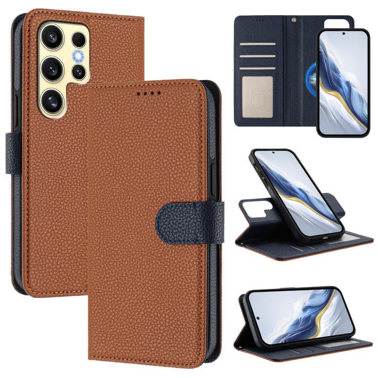 Custodia per telefono in ecopelle vegana con texture litchi rimovibile e chiusura magnetica laterale., For Samsung Galaxy S23 Ultra 5G, For Samsung Galaxy S23+ 5G, For Samsung Galaxy S23 5G, For Samsung Galaxy S22 Ultra 5G