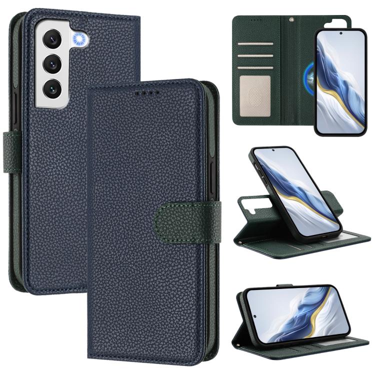 Custodia per telefono in ecopelle vegana con texture litchi rimovibile e chiusura magnetica laterale., For Samsung Galaxy S22+ 5G, For Samsung Galaxy S22 5G, For Samsung Galaxy S21 Ultra 5G