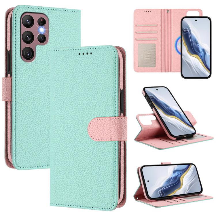 Custodia per telefono in ecopelle vegana con texture litchi rimovibile e chiusura magnetica laterale., For Samsung Galaxy S22+ 5G, For Samsung Galaxy S22 5G, For Samsung Galaxy S21 Ultra 5G