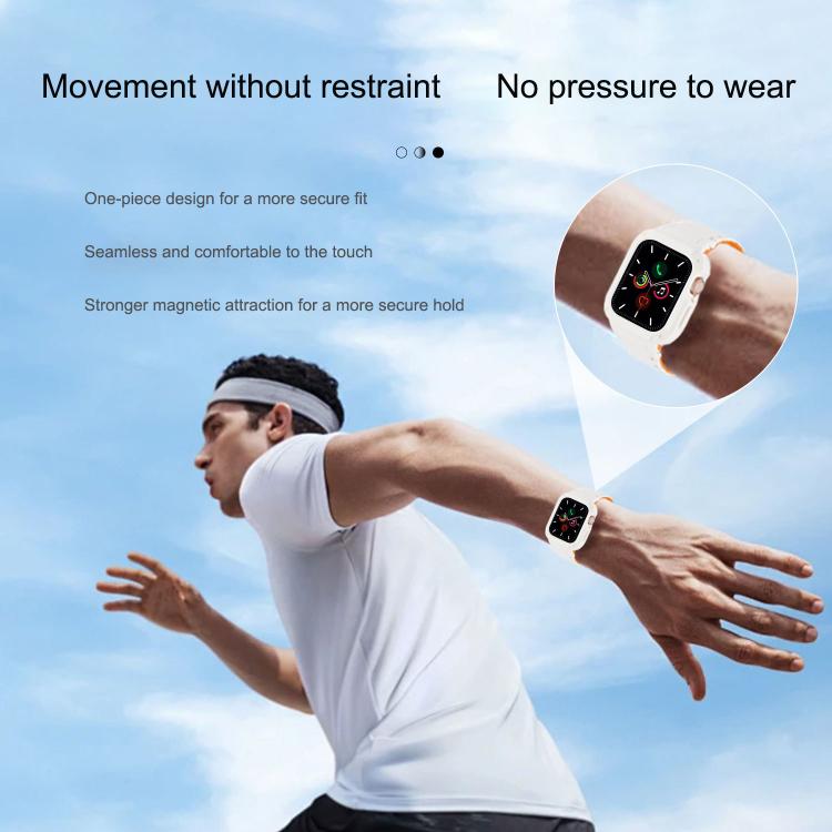 Cinturino per orologio in silicone con chiusura magnetica a scatto inverso, copertura in TPU integrata e rivestimento in silicone., For Apple Watch 45mm / 44mm, For Apple Watch 41mm / 40mm