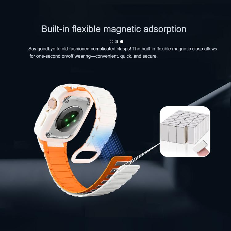 Cinturino per orologio in silicone con chiusura magnetica a scatto inverso, copertura in TPU integrata e rivestimento in silicone., For Apple Watch 45mm / 44mm, For Apple Watch 41mm / 40mm