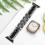 Cinturino per orologio in metallo e pelle vegana con diamanti, For Apple Watch 46mm / 49mm / 45mm / 44mm, For Apple Watch 42mm / 41mm / 40mm / 38mm