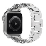 Cinturino per orologio in metallo e pelle vegana con diamanti, For Apple Watch 46mm / 49mm / 45mm / 44mm, For Apple Watch 42mm / 41mm / 40mm / 38mm