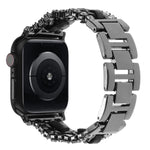 Cinturino per orologio in metallo e pelle vegana con diamanti, For Apple Watch 46mm / 49mm / 45mm / 44mm, For Apple Watch 42mm / 41mm / 40mm / 38mm