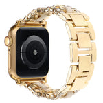 Cinturino per orologio in metallo e pelle vegana con diamanti, For Apple Watch 46mm / 49mm / 45mm / 44mm, For Apple Watch 42mm / 41mm / 40mm / 38mm