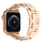 Cinturino per orologio in metallo e pelle vegana con diamanti, For Apple Watch 46mm / 49mm / 45mm / 44mm, For Apple Watch 42mm / 41mm / 40mm / 38mm