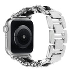Cinturino per orologio in metallo e pelle vegana con diamanti, For Apple Watch 46mm / 49mm / 45mm / 44mm, For Apple Watch 42mm / 41mm / 40mm / 38mm