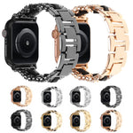 Cinturino per orologio in metallo e pelle vegana con diamanti, For Apple Watch 46mm / 49mm / 45mm / 44mm, For Apple Watch 42mm / 41mm / 40mm / 38mm