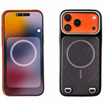 Custodia magnetica per telefono in PC con finitura effetto pelle e tessuto tecnologico, For iPhone 17 Pro Max, For iPhone 17 Pro
